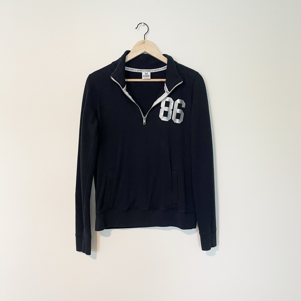 Victoria’s Secret PINK Black Quarter-Zip Sweatshirt